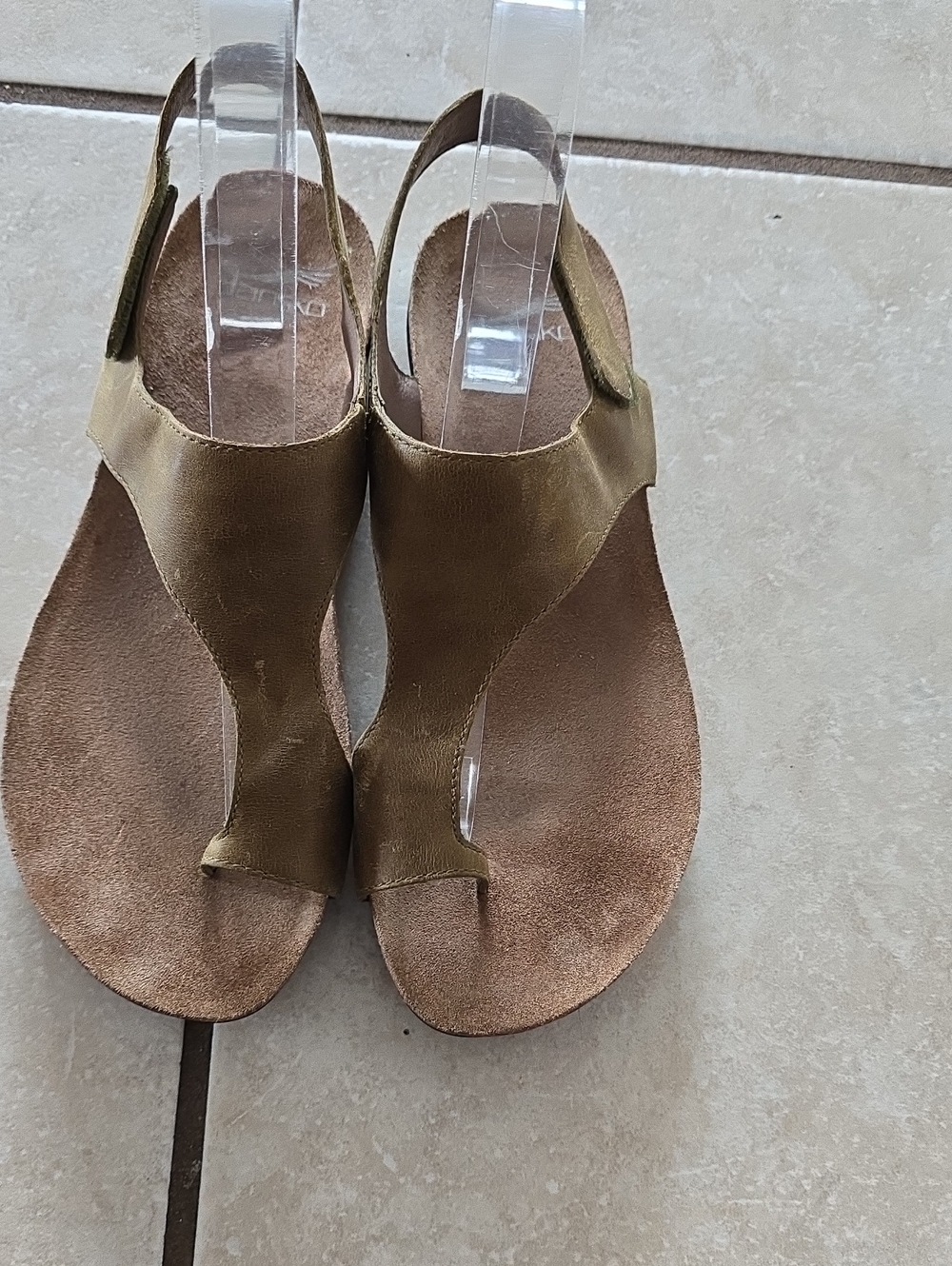 Dansko Olive-Tan Leather T-Strap Slingback Sandals SZ 7.5 to 8